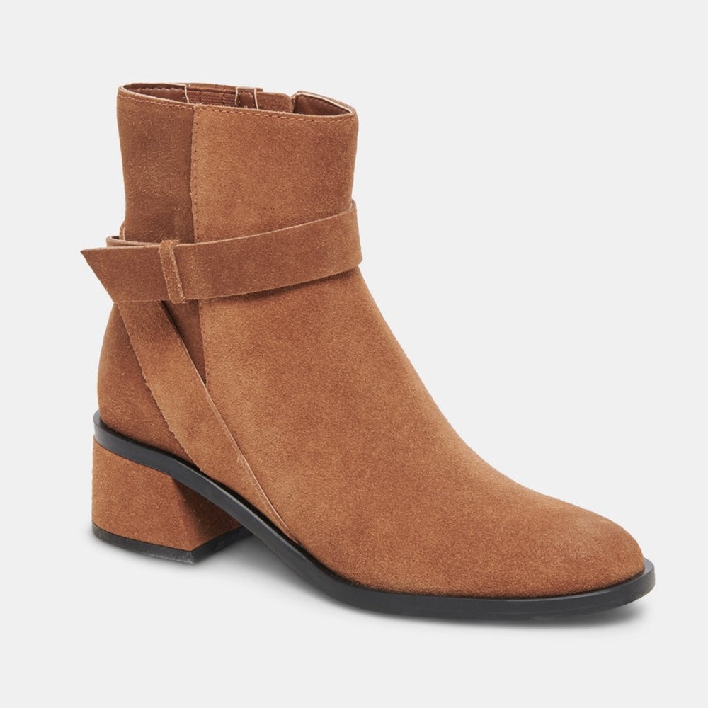 Dolce Vita Leland Suede Side Zip Ankle Booties Brown Size 8.5 NWOB